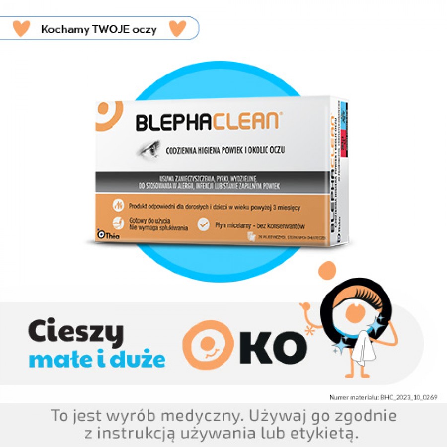 Miniaturka artykułu - #0 Blephaclean Sterylne chusteczki do higieny powiek i brzeg&oacute;w rzęs, 20 szt.