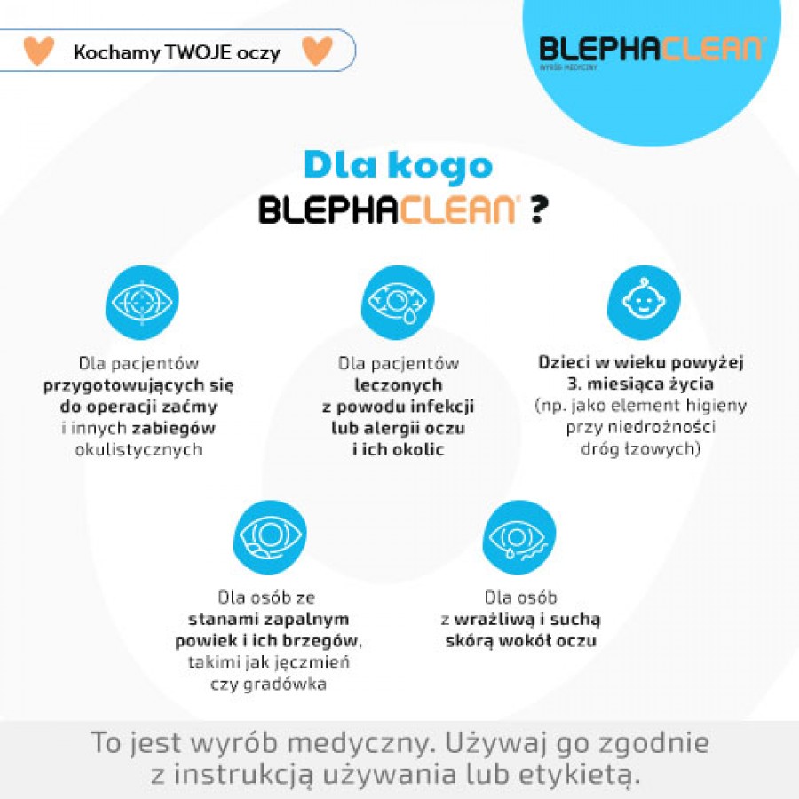 Zdjęcie produktu - 4 Blephaclean Sterylne chusteczki do higieny powiek i brzeg&oacute;w rzęs, 20 szt.
