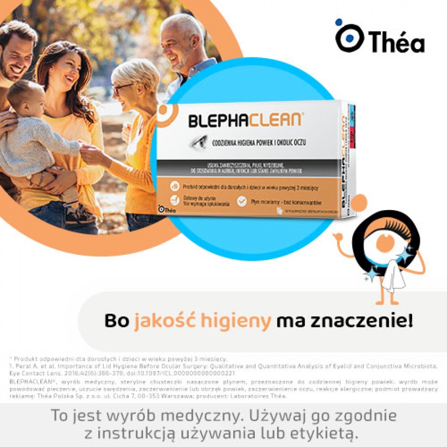 Zdjęcie produktu - 6 Blephaclean Sterylne chusteczki do higieny powiek i brzeg&oacute;w rzęs, 20 szt.