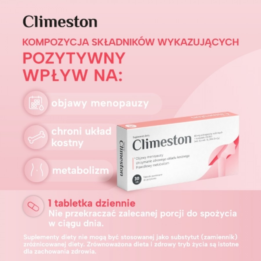 Zdjęcie produktu - 4 Climeston, 30 tabl. - suplement diety dla kobiet w okresie menopauzy