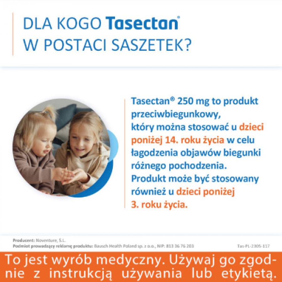 Zdjęcie produktu - 3 Tasectan Proszek dla dzieci 250mg, 20sasz.