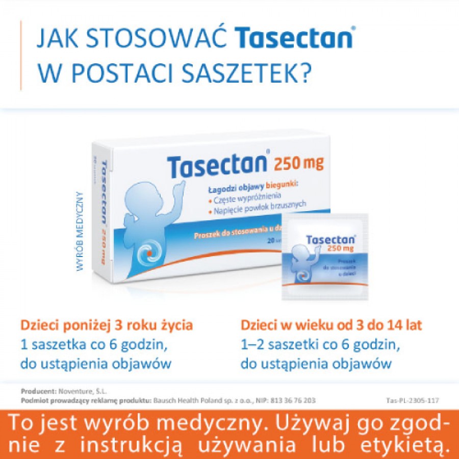 Zdjęcie produktu - 4 Tasectan Proszek dla dzieci 250mg, 20sasz.