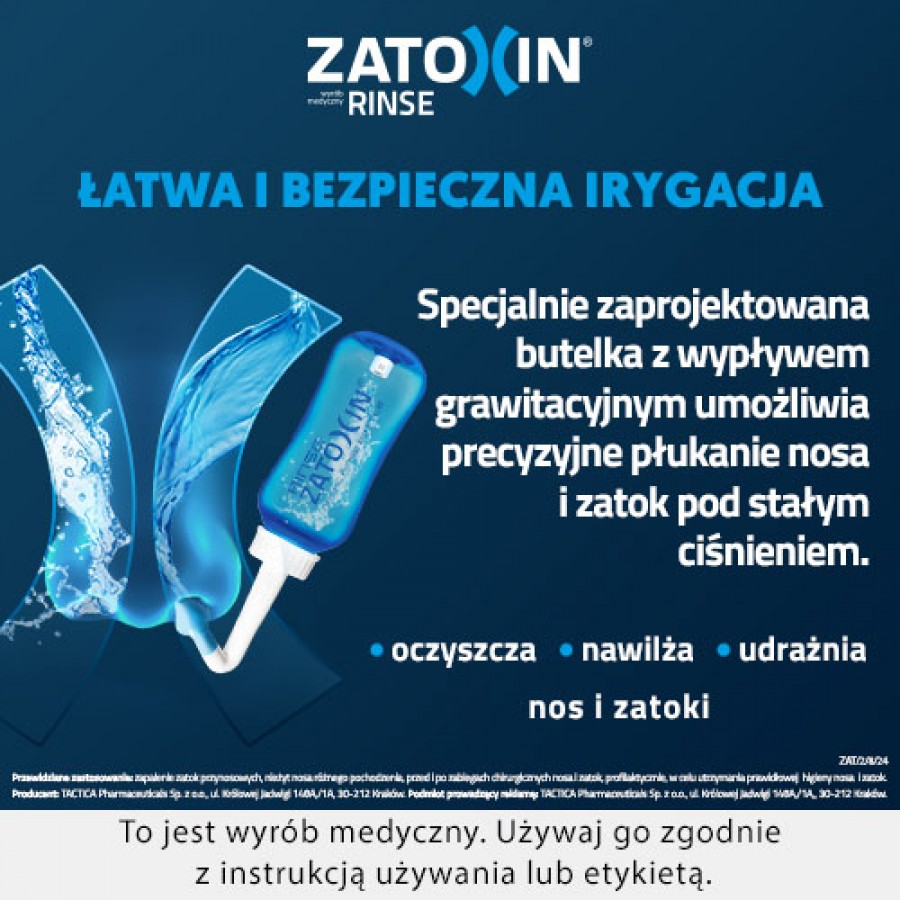 Miniaturka artykułu - #1 Zatoxin Rinse zestaw do płukania nosa i zatok, 12 saszetek + irygator 
