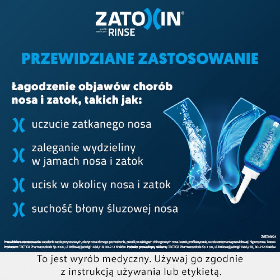 Zdjęcie produktu - 3 Zatoxin Rinse zestaw do płukania nosa i zatok, 12 saszetek + irygator 