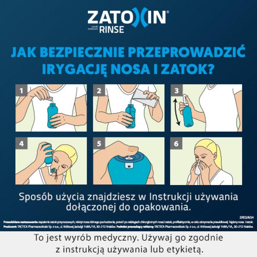 Zdjęcie produktu - 5 Zatoxin Rinse zestaw do płukania nosa i zatok, 12 saszetek + irygator 