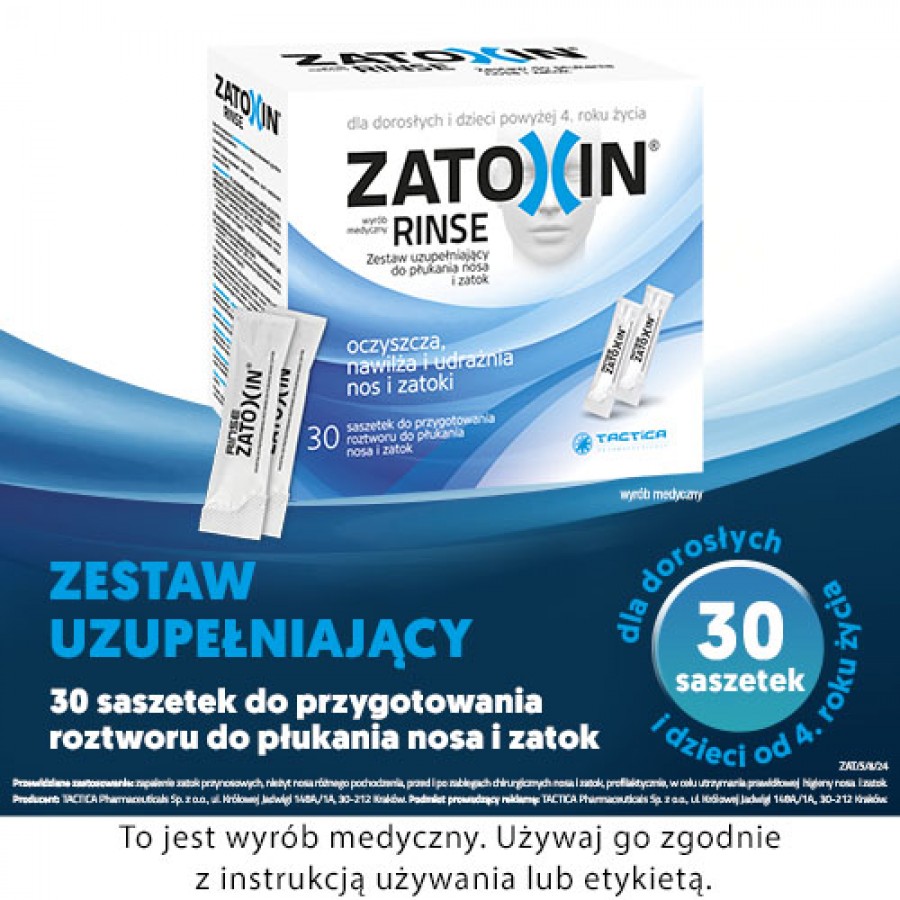 Miniaturka artykułu - #0 Zatoxin Rinse zestaw uzupełniający do płukania nosa i zatok, 30 saszetek