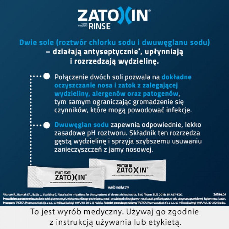 Zdjęcie produktu - 2 Zatoxin Rinse zestaw uzupełniający do płukania nosa i zatok, 30 saszetek