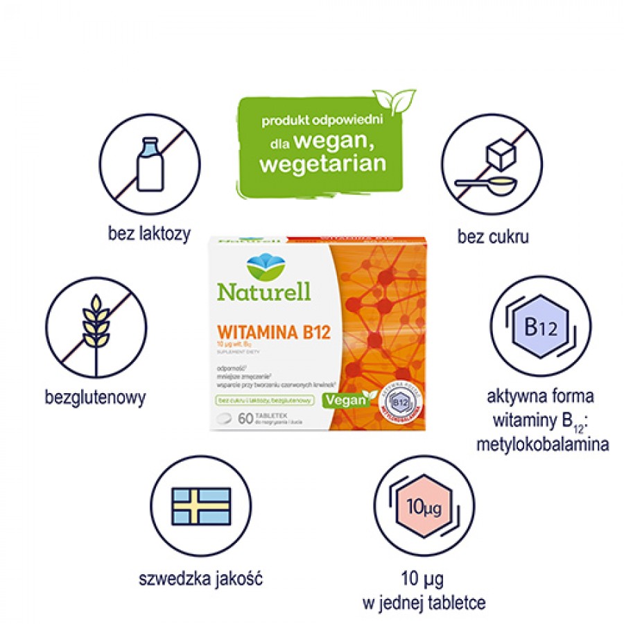 Miniaturka artykułu - #0 Naturell Witamina B12, 60 tabletek