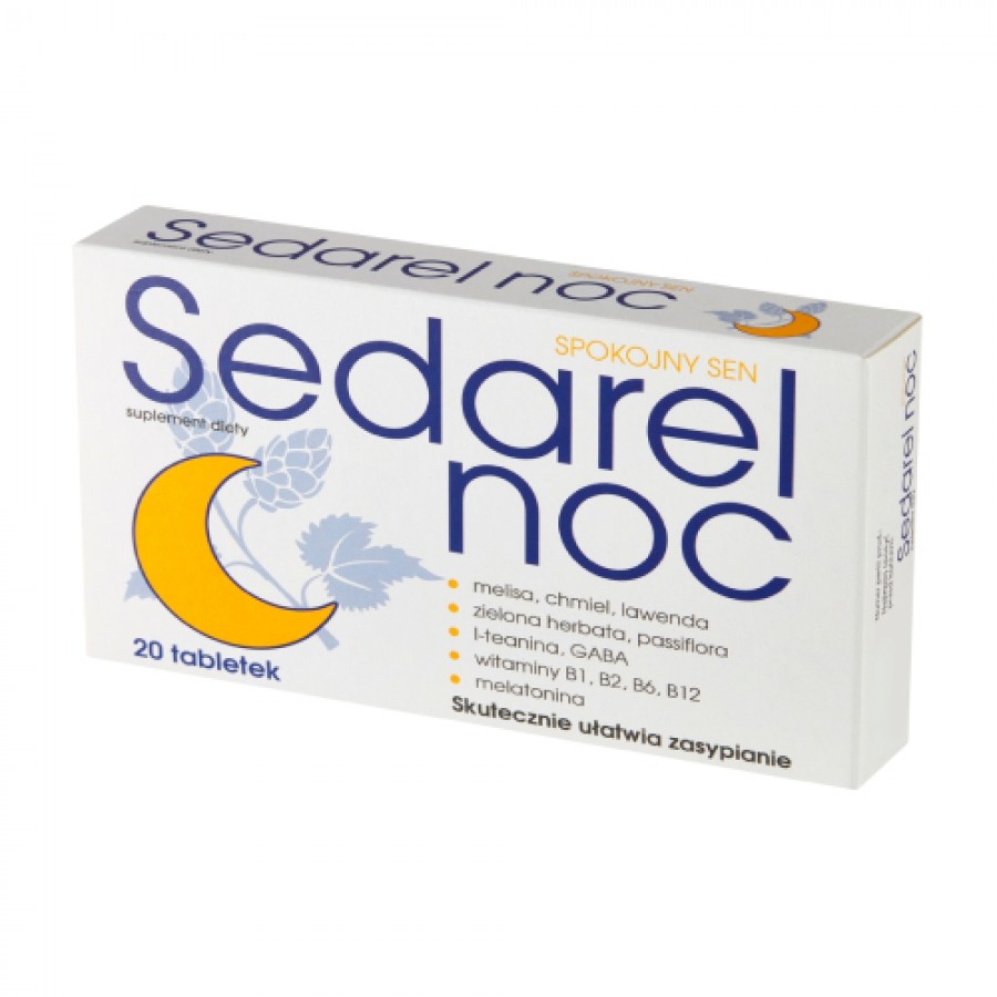 Miniaturka artykułu - #0 Sedarel Noc, 20 tabl. - suplement diety na noc z melatoniną