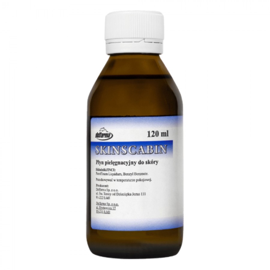 Miniaturka artykułu - #0 SkinScabin Płyn do stosowania zewnętrznego przy świerzbie i wszawicy, 120 ml (NovoScabin)