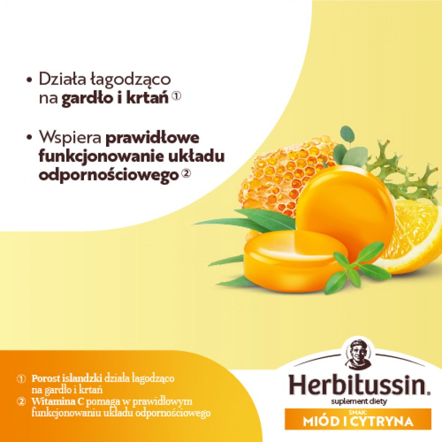 #2 – Herbitussin Mi&oacute;d i Cytryna, 12 pastylek do ssania