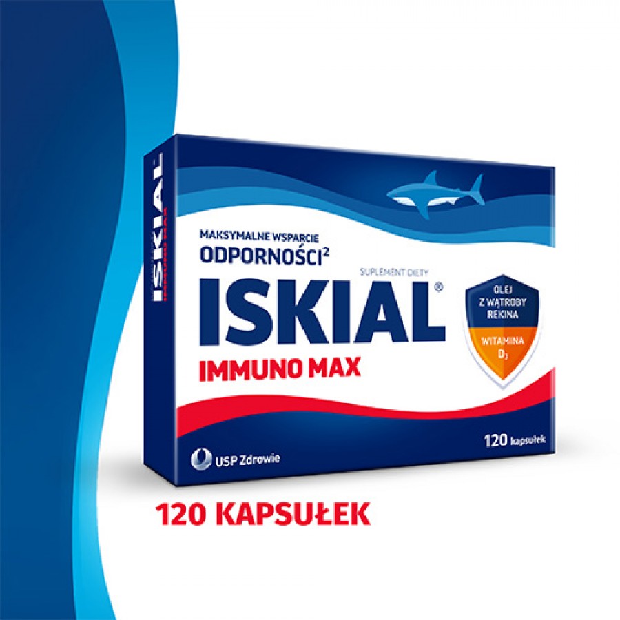 Miniaturka artykułu - #0 Iskial Immuno Max, 120 kaps. - z olejem z wątroby rekina i witaminą D