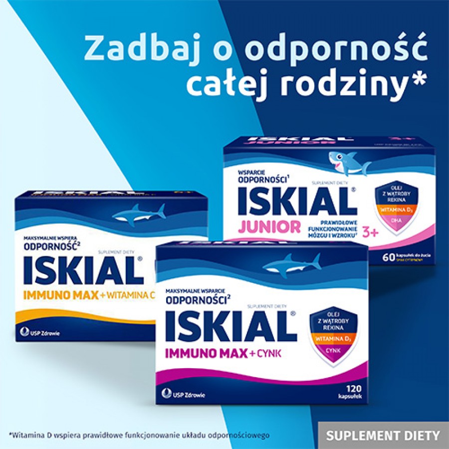 Zdjęcie produktu - 4 Iskial Immuno Max, 120 kaps. - z olejem z wątroby rekina i witaminą D