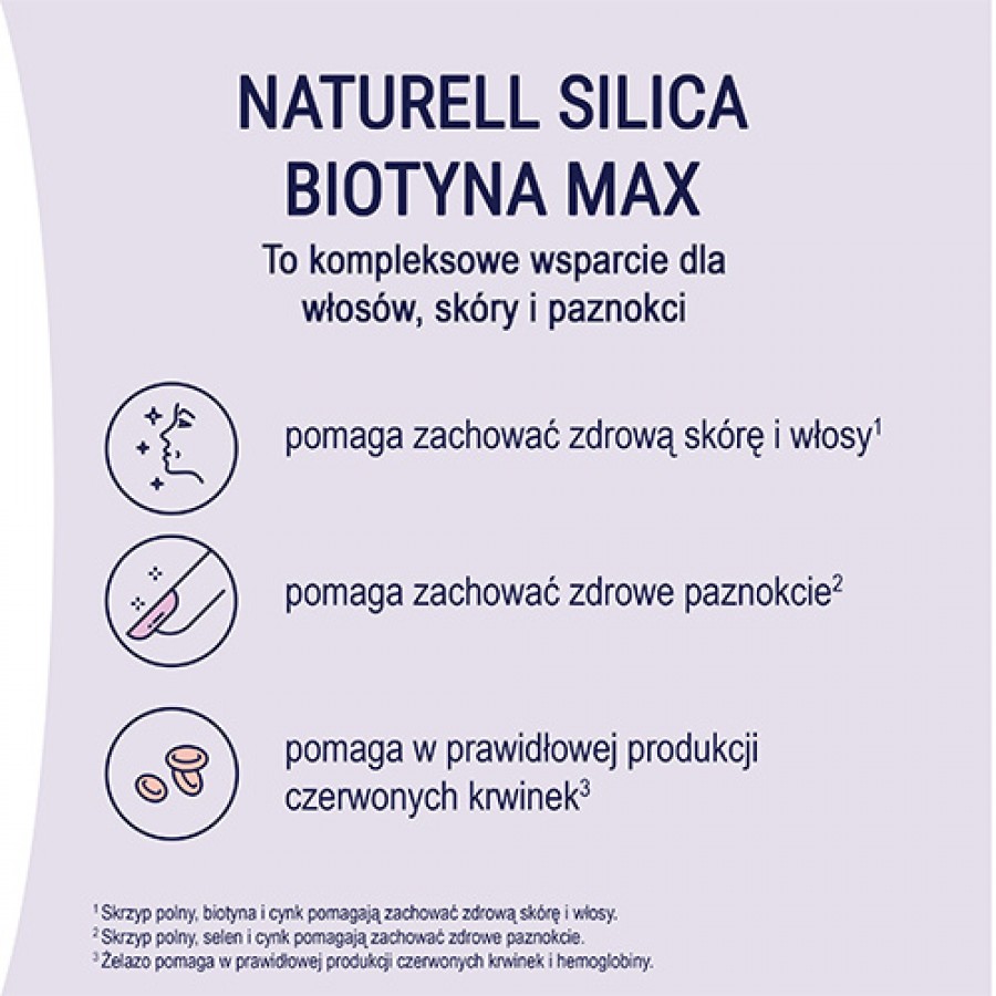Miniaturka artykułu - #1 NATURELL Silica Biotyna Max - 60 tabletek