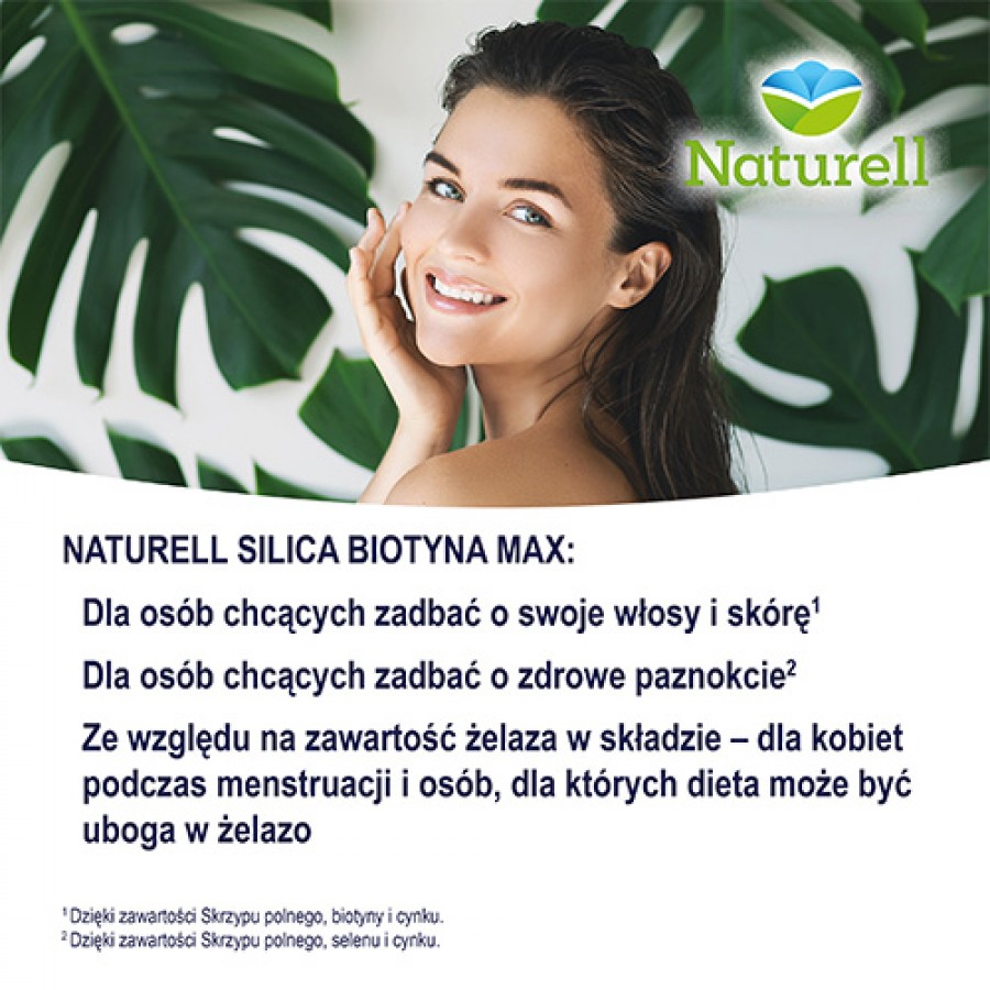 Zdjęcie produktu - 4 NATURELL Silica Biotyna Max - 60 tabletek