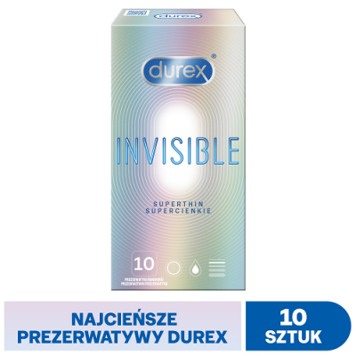 Miniaturka artykułu - #0 DUREX INVISIBLE Prezerwatywy Extra Sensitive, 10 sztuk