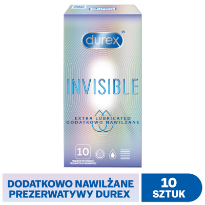 Miniaturka artykułu - #0 DUREX INVISIBLE Prezerwatywy Dodatkowo Nawilżane, 10 sztuk