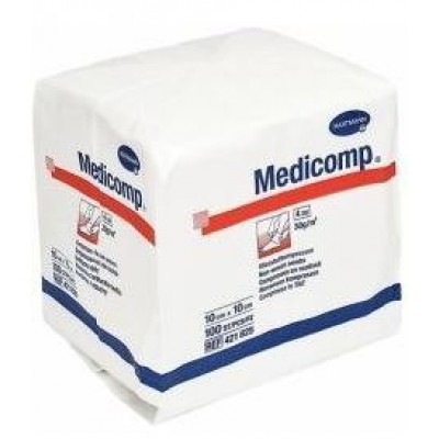 Miniaturka artykułu - #0 Kompresy MEDICOMP 10x10cm 4-warstwowe- niejałowe 100szt.