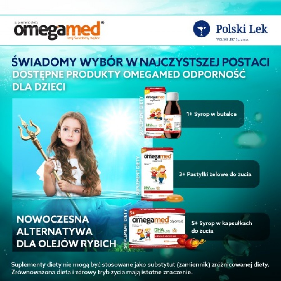 Zdjęcie produktu - 4 Omegamed Odporność 5+ Syrop w kapsułkach do żucia, 30 szt. - suplement diety dla dzieci