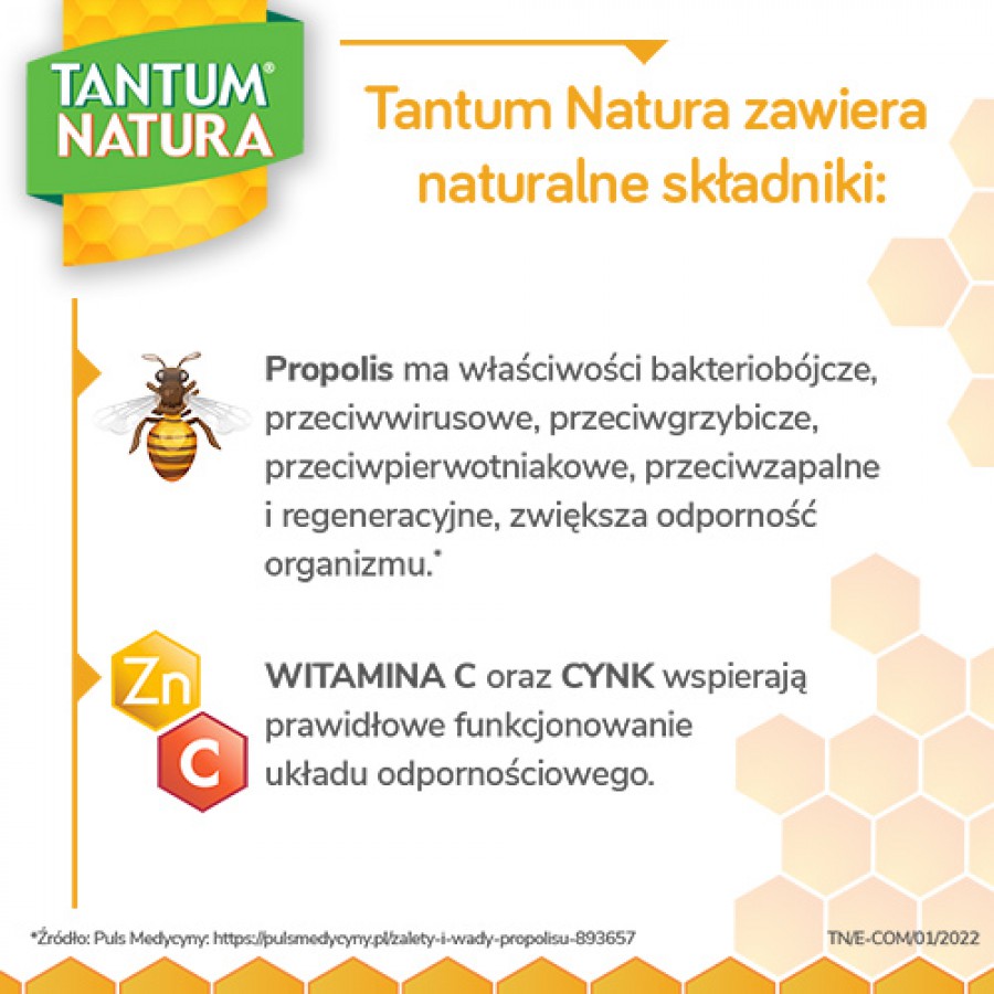 Zdjęcie produktu - 2 TANTUM NATURA smak cytrynowo- miodowy- 15past. do ssania