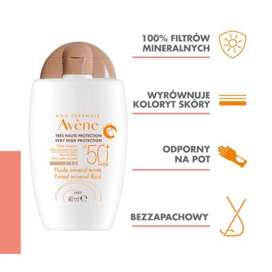 Miniaturka artykułu - #1 AVENE SUN Fluid mineralny koloryzujący SPF50+, 40ml
