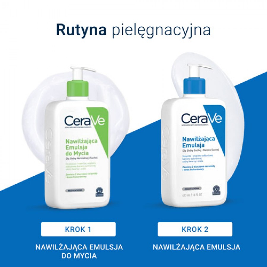 Miniaturka artykułu - #0 CeraVe Nawilżająca emulsja dla sk&oacute;ry suchej i bardzo suchej, 473 ml