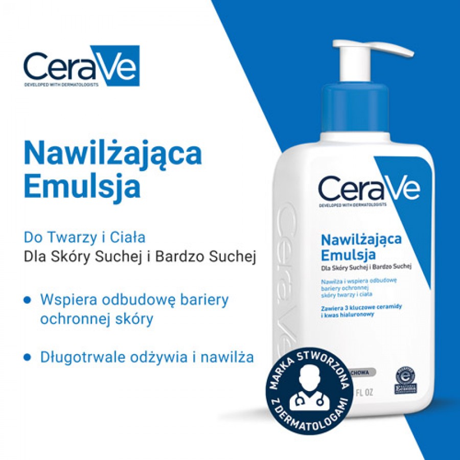 Zdjęcie produktu - 3 CeraVe Nawilżająca emulsja dla sk&oacute;ry suchej i bardzo suchej, 473 ml