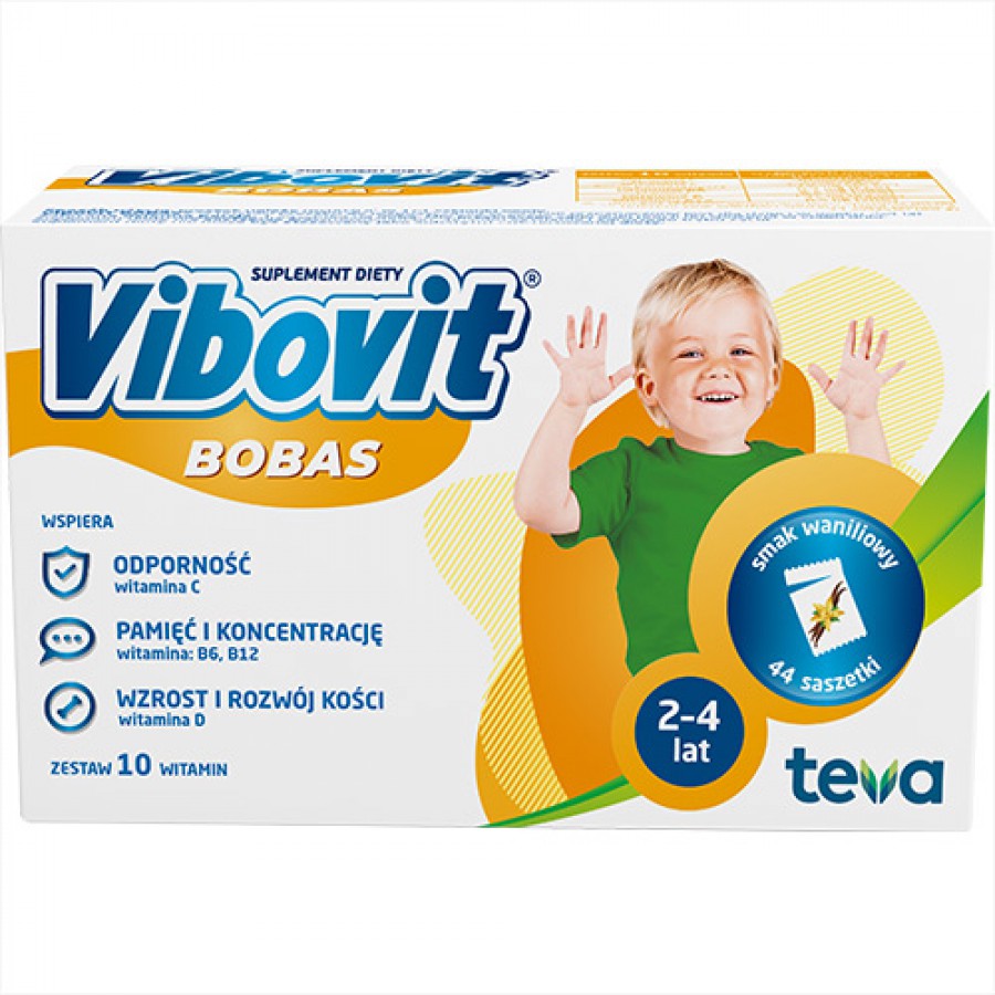 Zdjęcie produktu - 4 Vibovit Bobas waniliowy proszek, 44 sasz.