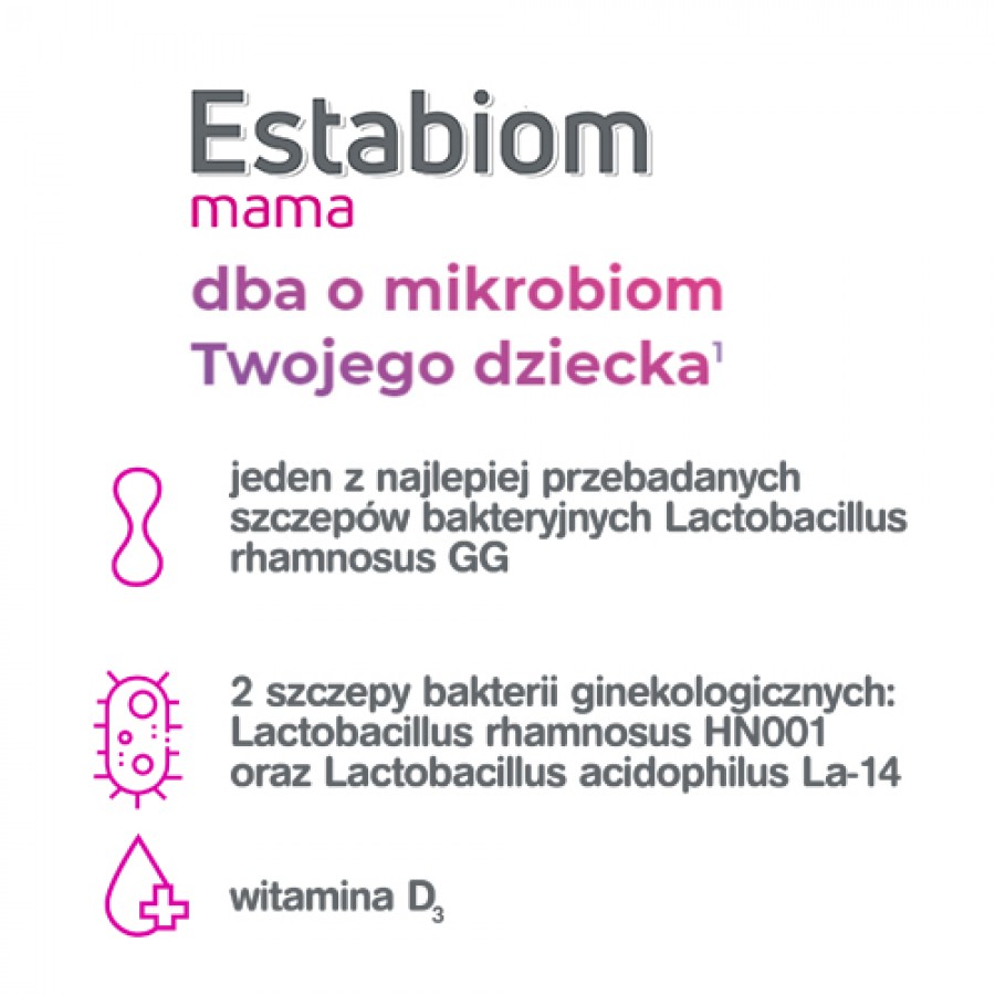 Miniaturka artykułu - #1 Estabiom Mama, 20 kaps. - suplement diety dla kobiet w ciąży i karmiących