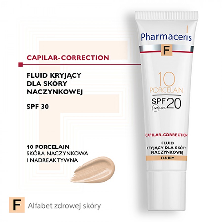 Miniaturka artykułu - #0 Pharmaceris F CAPILAR-CORRECTION Fluid kryjący dla sk&oacute;ry naczynkowej PORCELAIN 10 SPF20, 30 ml