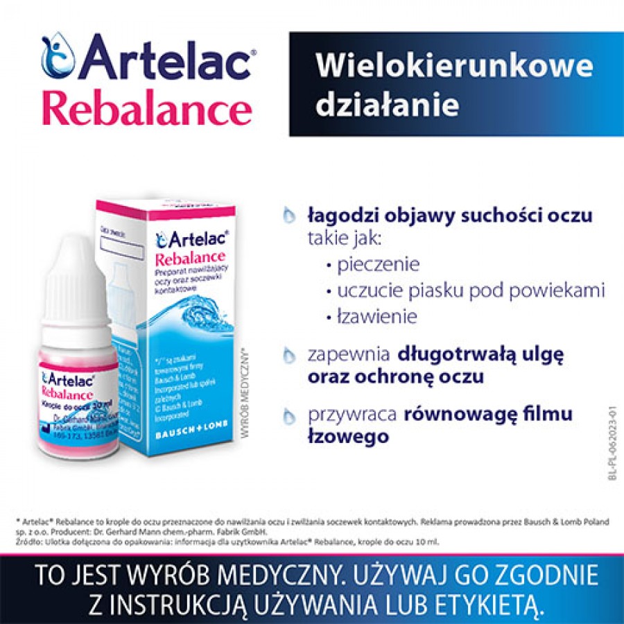 Zdjęcie produktu - 2 Artelac Rebalance krople do oczu, 10 ml