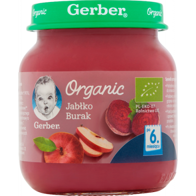 Miniaturka artykułu - #0 Gerber Organic Jabłko burak po 6. miesiącu - 125 g