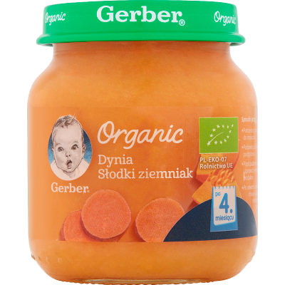 Miniaturka artykułu - #0 Gerber Organic obiadek Dynia słodki ziemniak po 4. miesiącu - 125 g