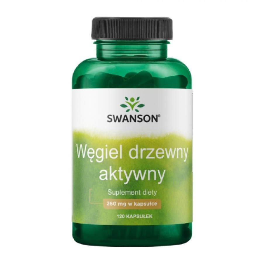 Miniaturka artykułu - #0 SWANSON Węgiel Drzewny Aktywny 260mg - 120kaps.