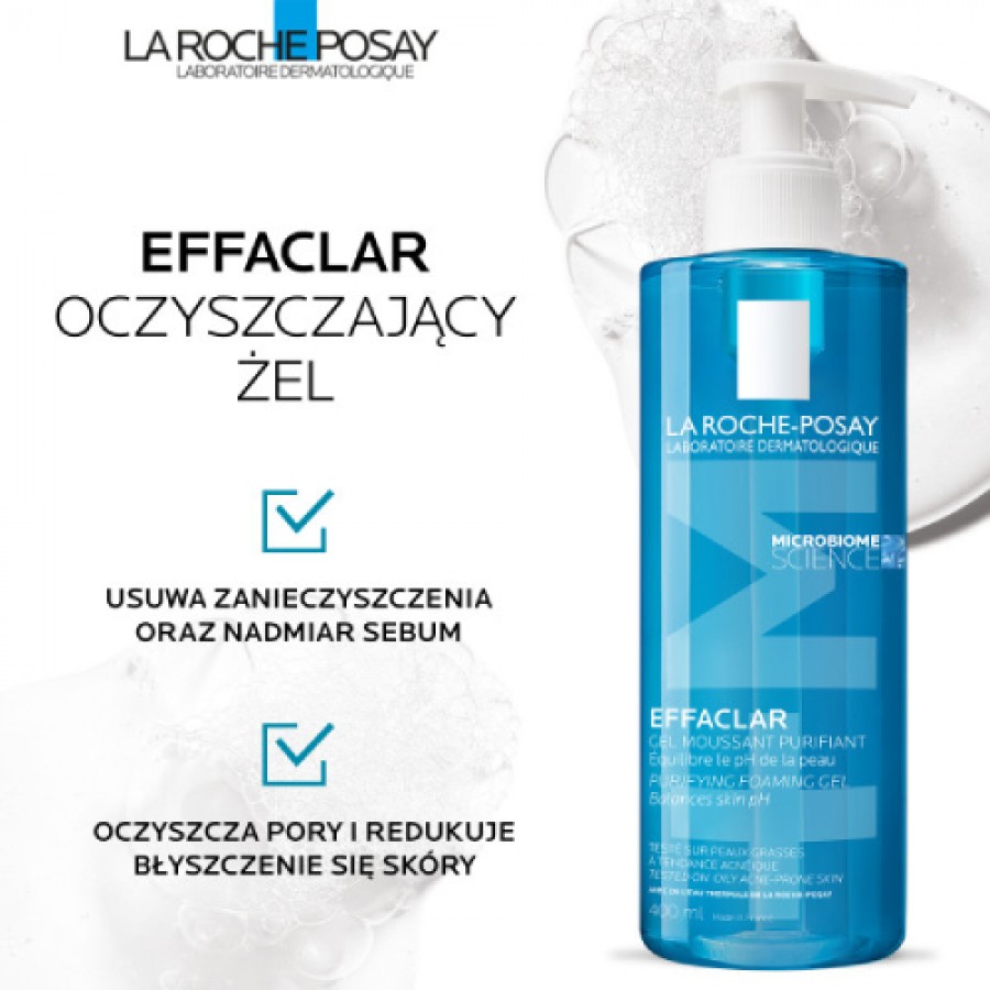 Miniaturka artykułu - #0 La Roche-Posay Effaclar Żel oczyszczający do mycia twarzy, 400 ml