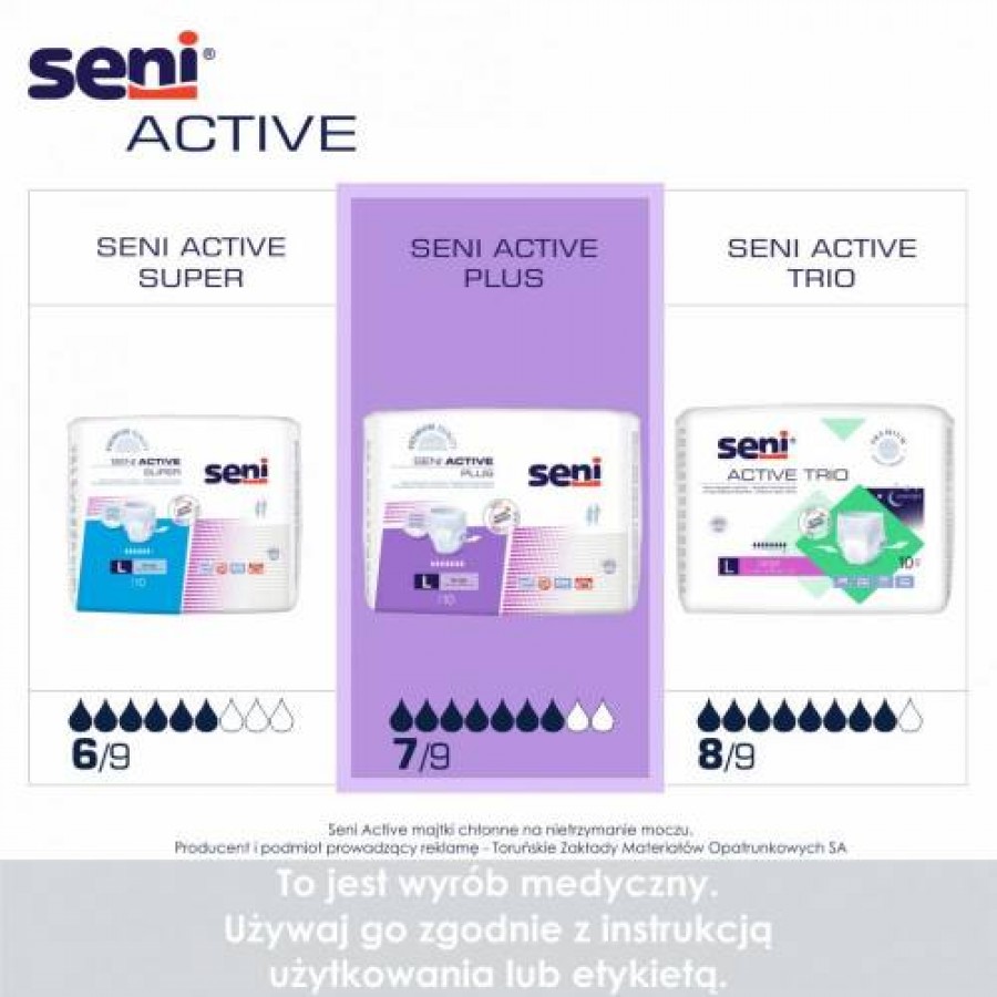 Miniaturka artykułu - #1 SENI ACTIVE Plus M, 10szt. - Elastyczne majtki chłonne