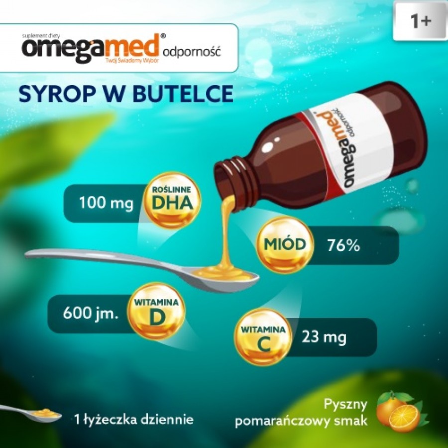 Miniaturka artykułu - #1 Omegamed Odporność 1+ Syrop, 140 ml - suplement diety dla dzieci