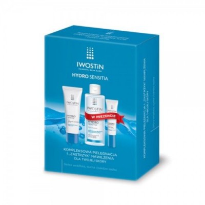 Miniaturka artykułu - #0 IWOSTIN Hydro Sensitia Zestaw Krem intensywnie nawilżający, 50ml + Nawilżający krem pod oczy, 15 m + Płyn micelarny, 100 ml