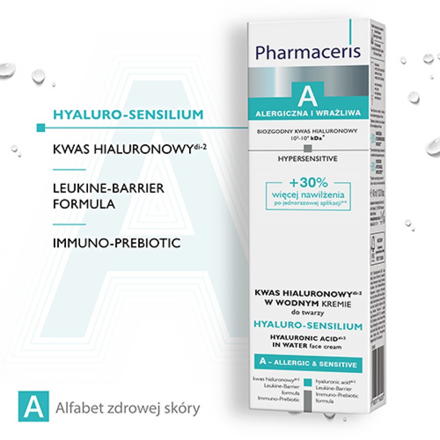 Miniaturka artykułu - #1 Pharmaceris A Hyaluro-SENSILIUM Kwas hialuronowy di-2 w wodnym kremie do twarzy, 40 ml