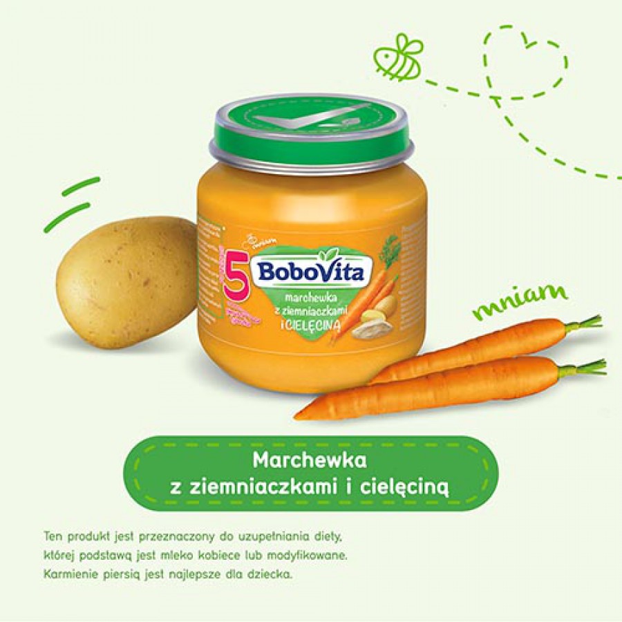 Miniaturka artykułu - #0 BoboVita Marchewka z ziemniaczkami i cielęciną - 125g
