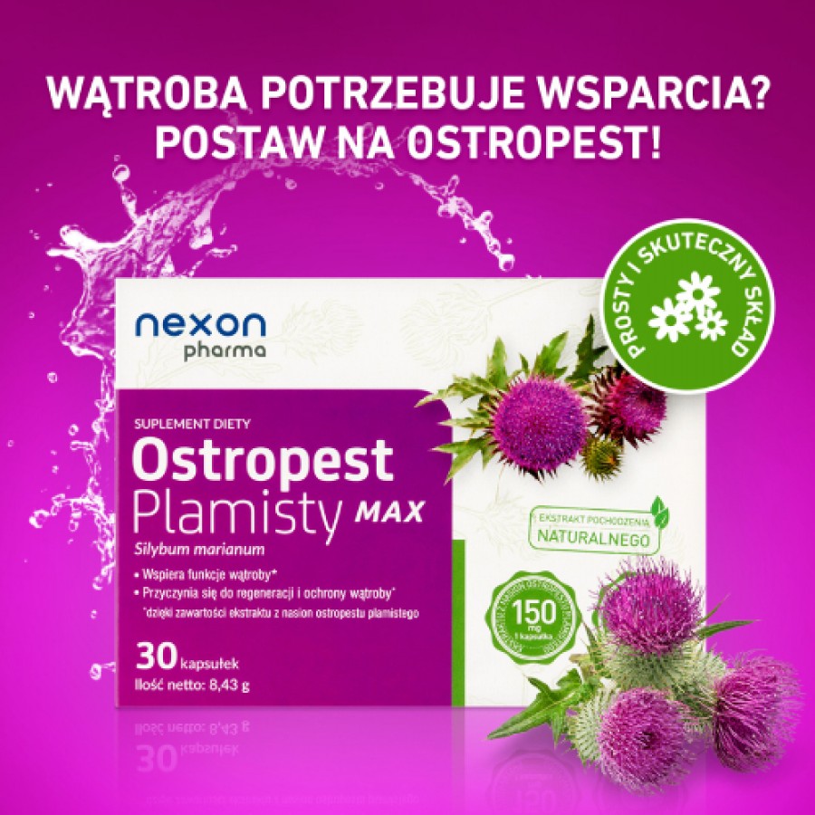 Miniaturka artykułu - #1 Ostropest Plamisty Max, 30 kaps. - suplement diety z sylimaryną