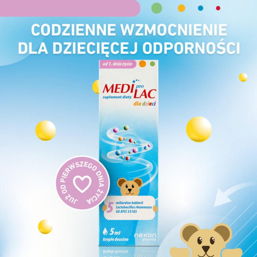 Miniaturka artykułu - #1 Mediprolac dla dzieci Krople doustne Probiotyk od 1. dnia życia, 5 ml