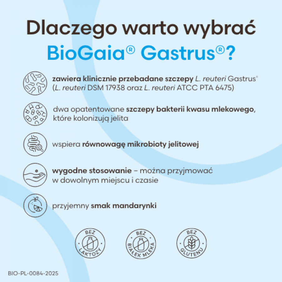 Zdjęcie produktu - 2 BioGaia Gastrus o smaku mandarynkowym, 30 tabl.