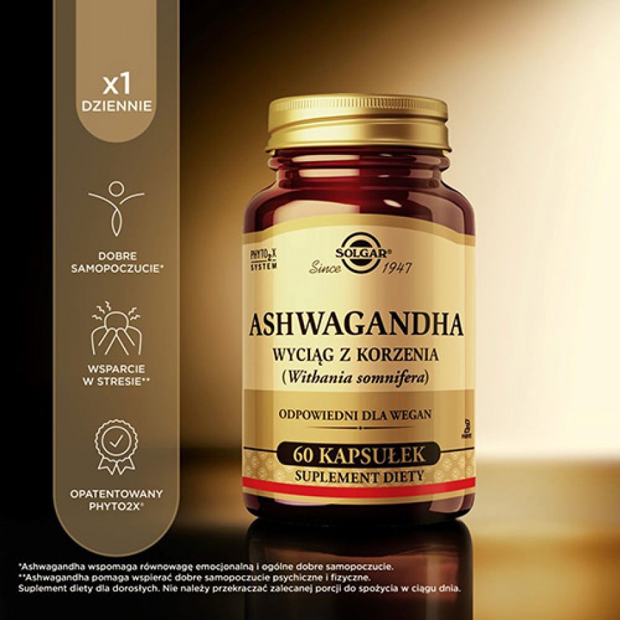 #3 – SOLGAR Ashwagandha wyciąg z korzenia - 60kaps.