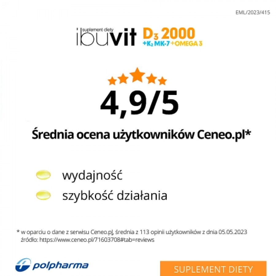 Zdjęcie produktu - 5 Ibuvit D3 2000 + K2 MK-7 Omega 3 - 30kaps.