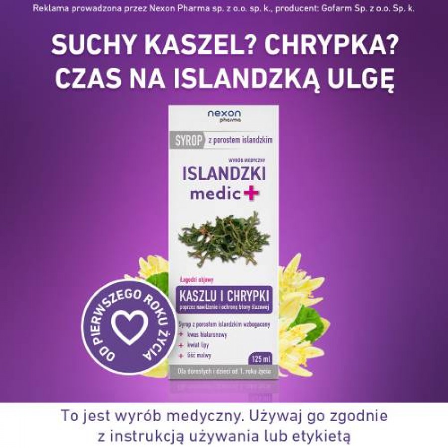 Zdjęcie produktu - 1 Islandzki medic+ Syrop z porostem islandzkim, 125 ml