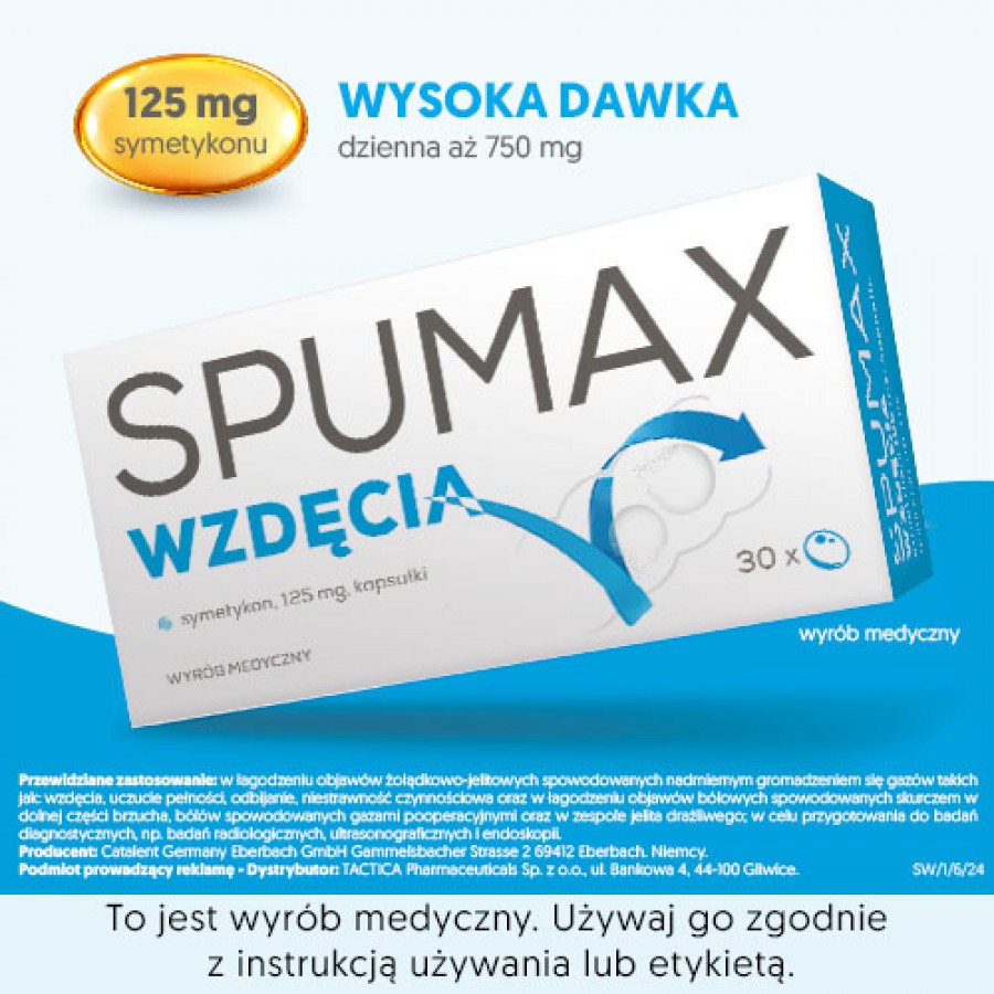 Zdjęcie produktu - 1 Spumax wzdęcia kapsułki miękkie 0,125g - 30 kapsułek