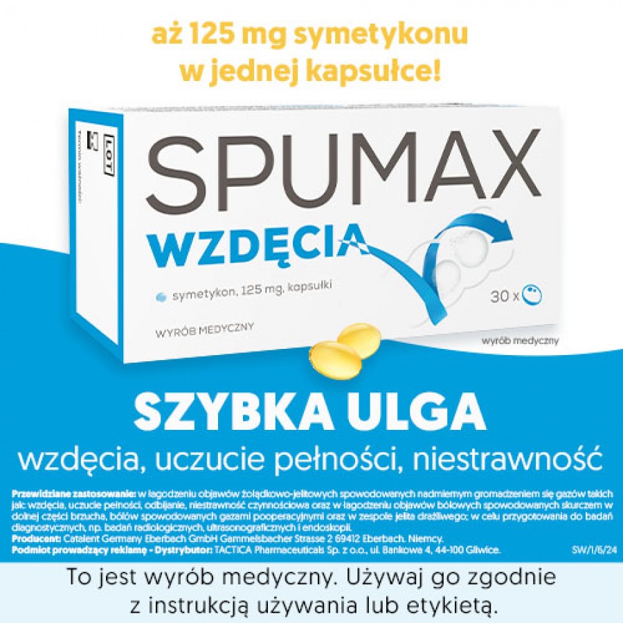 Zdjęcie produktu - 0 Spumax wzdęcia kapsułki miękkie 0,125g - 30 kapsułek
