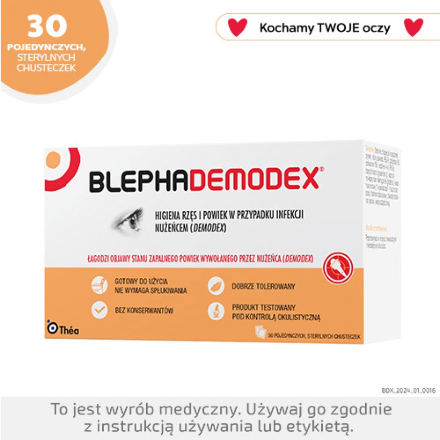 Miniaturka artykułu - #0 BlephaDemodex chusteczki, 30szt.