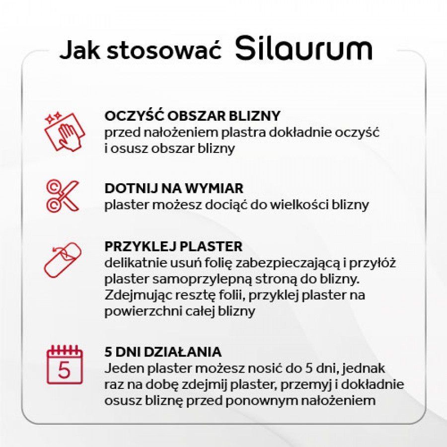 Zdjęcie produktu - 2 Silaurum silikonowe plastry na blizny 10x3 cm, 6szt